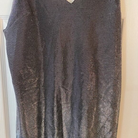 Zara women's  Silver metallic shimmery mesh slip mini dress size Large - Picture 2 of 6